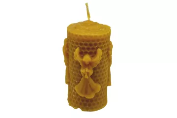 Litá svíčka s anděly z pravého včelího vosku - výška 10 cm - 162 g - Bee harmony