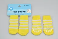 Ponožky pro psy s protiskluzovou podrážkou 3x7,5cm (M) - Žluté s pruhy