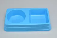 Dvojitá plastová miska na krmivo - Modrá (27,5x14,5x5cm)