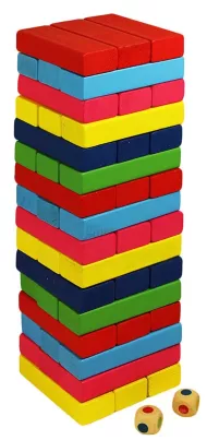 hra věž Jenga barevná, dřevo
