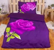 Ložní povlečení - 3D fialová růže, 140x200/70x90 cm