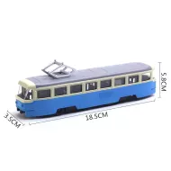 Kovová tramvaj Tatra T3 - 18,5 cm - modrá