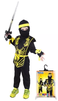 karnevalový kostým NINJA černo-žlutý vel. M