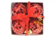 Vánoční baňky - disco koule - 4 cm - 4 ks - červené