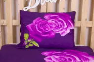 Ložní povlečení - 3D fialová růže, 140x200/70x90 cm