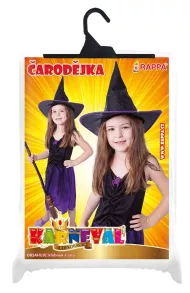 karnevalový kostým čarodějnice/halloween fialová s kloboukem, vel. S