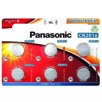 Lithiová knoflíková baterie - 6x CR2016 - Panasonic