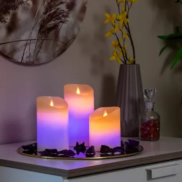 Vícebarevné svíčky LED s efektem plamene a dálkovým ovládáním Lendles - 3 ks - InnovaGoods