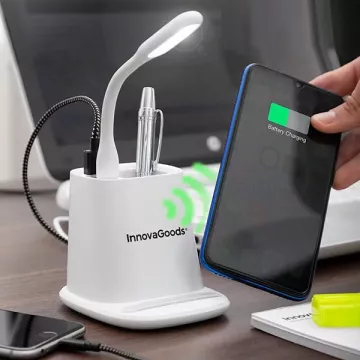 Bezdrátová nabíječka s organizérem a USB LED lampou DesKing - 5 v 1 - InnovaGoods