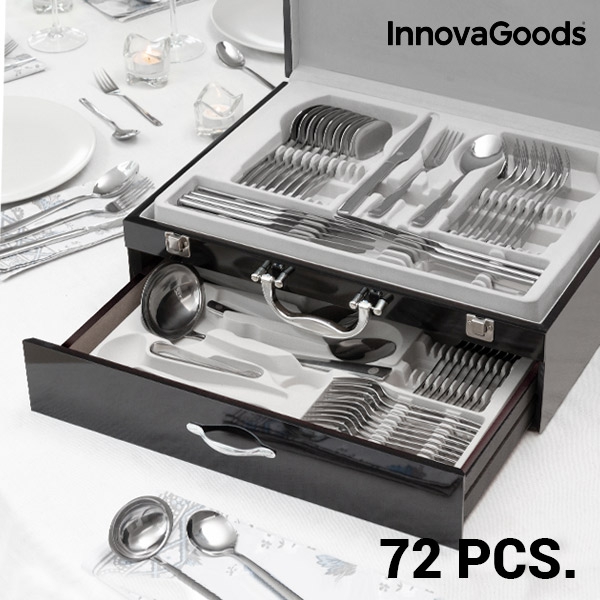 Sada nerezových příborů Cook D'Lux InnovaGoods - 72ks - POŠKOZENÝ KUFŘÍK Sada nerezových příborů Cook D'Lux InnovaGoods - 72ks - POŠKOZENÝ KUFŘÍK