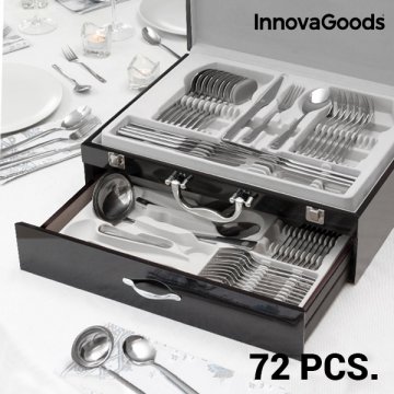 Sada nerezových příborů Cook D'Lux InnovaGoods - 72ks - POŠKOZENÝ KUFŘÍK Sada nerezových příborů Cook D'Lux InnovaGoods - 72ks - POŠKOZENÝ KUFŘÍK