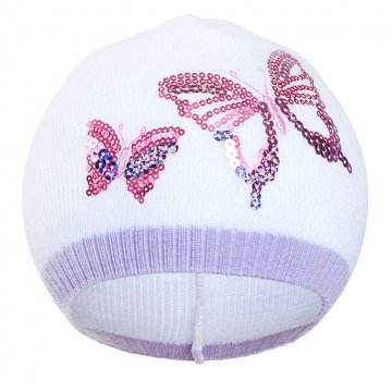 Podzimní dětská čepička New Baby dva motýli fialová Podzimní dětská čepička New Baby dva motýli fialová