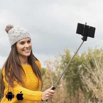 Stativ na selfie s kabelem - černý Stativ na selfie s kabelem - černý