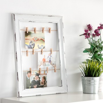 Dřevěný rám na fotky a vzkazy - prádelní šňůra 38 x 48 cm Dřevěný rám na fotky a vzkazy - prádelní šňůra 38 x 48 cm