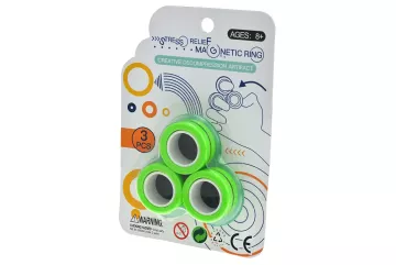 Antistresový magnetický prsten, 3ks - zelený