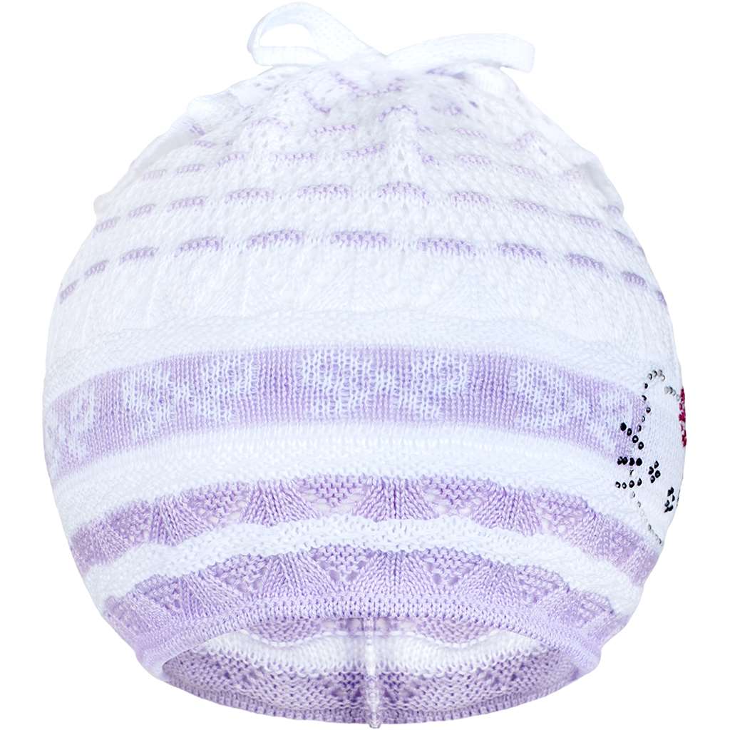 Pletená čepička-šátek New Baby kočička fialová Pletená čepička-šátek New Baby kočička fialová