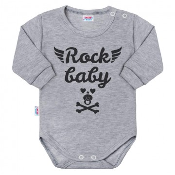 Kojenecké body s dlouhým rukávem New Baby Rock baby šedé Kojenecké body s dlouhým rukávem New Baby Rock baby šedé