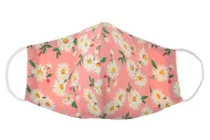 Textilní rouška na více použití s květinami - růžová