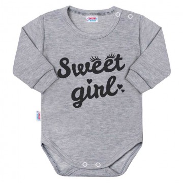 Kojenecké body s dlouhým rukávem New Baby Sweet girl šedé Kojenecké body s dlouhým rukávem New Baby Sweet girl šedé