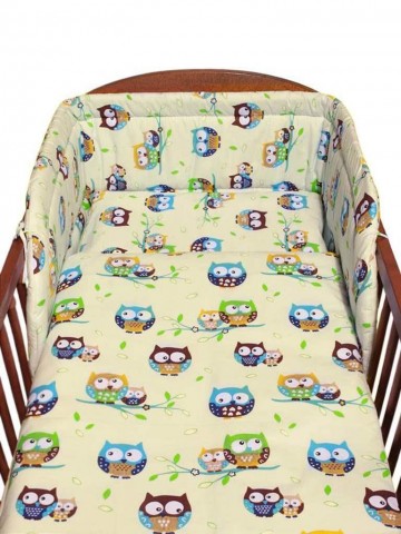 3-dílné ložní povlečení New Baby 90/120 cm béžové sovy modré 3-dílné ložní povlečení New Baby 90/120 cm béžové sovy modré