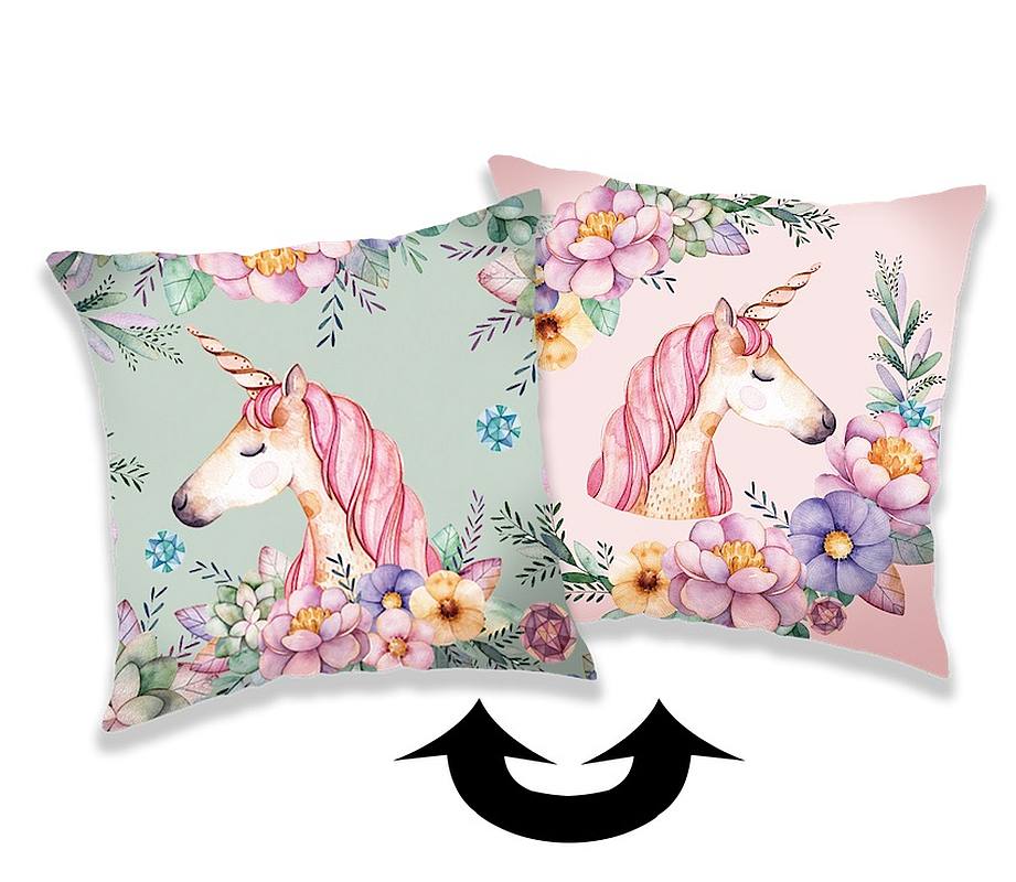 JERRY FABRICS Měnící povlak na polštářek s flitry Jednorožec 02 Polyester, 40/40 cm JERRY FABRICS Měnící povlak na polštářek s flitry Jednorožec 02 Polyester, 40/40 cm