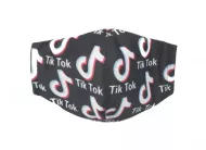 Dětská textilní rouška na více použití - se silnější látkou - TikTok - černá - 1 ks
