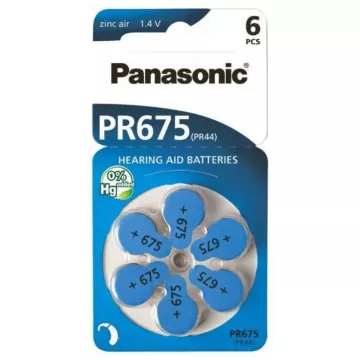 Baterie pro audioprotetiku - 6x PR-675HB6 - Panasonic