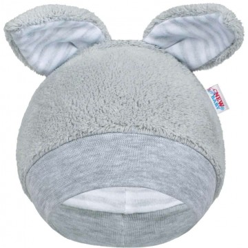 Zimní kojenecká čepička New Baby Ušáček šedá Zimní kojenecká čepička New Baby Ušáček šedá