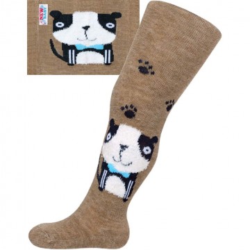 Bavlněné punčocháče 3D New Baby hnědé s pejskem Bavlněné punčocháče 3D New Baby hnědé s pejskem