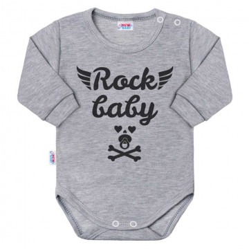 Kojenecké body s dlouhým rukávem New Baby Rock baby šedé Kojenecké body s dlouhým rukávem New Baby Rock baby šedé