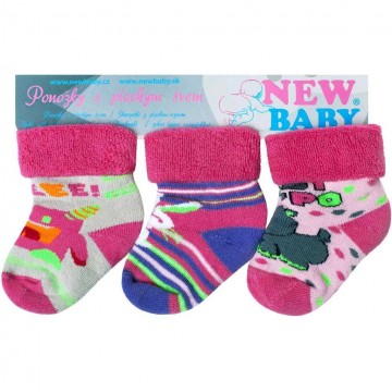 Kojenecké froté ponožky New Baby barevné - 3ks Kojenecké froté ponožky New Baby barevné - 3ks