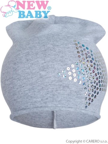 Jarní čepička New Baby hvězdička šedá Jarní čepička New Baby hvězdička šedá