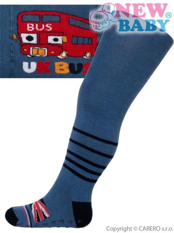 Bavlněné punčocháčky New Baby s ABS tmavě modré UK bus Bavlněné punčocháčky New Baby s ABS tmavě modré UK bus