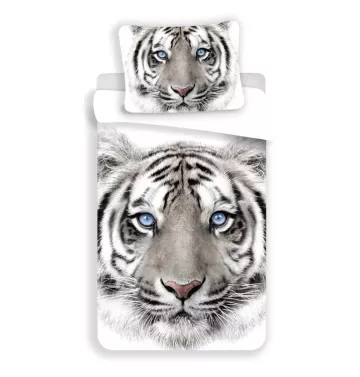 Bavlněné povlečení - Bílý Tygr - 140 x 200 cm + 70 x 90 cm - JERRY FABRICS 